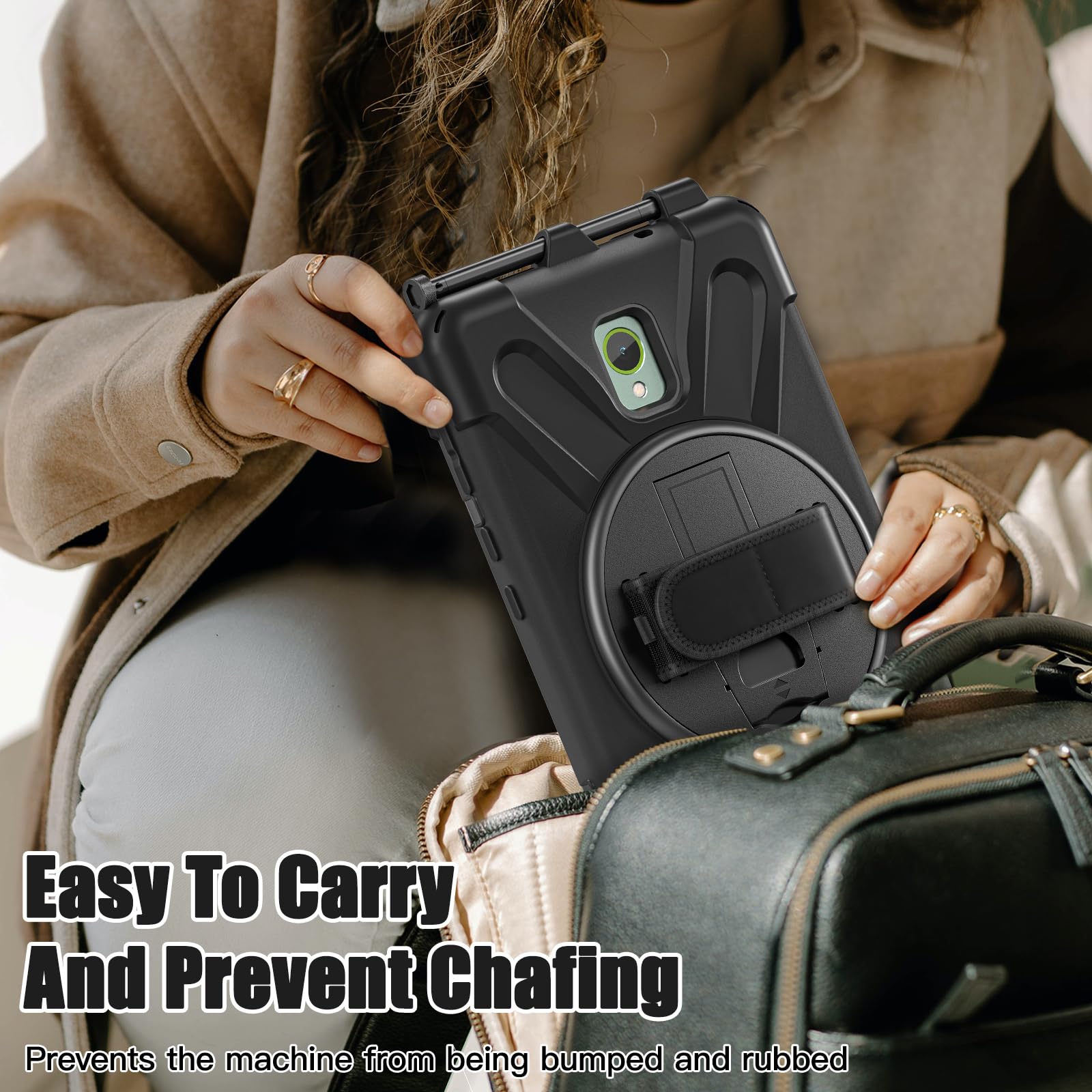 Samsung Galaxy Tab Active5/Active 3 8.0 Case, with 360 Stand, Handle Hand Strap & Shoulder Strap for Galaxy Tab Active5 8" 2024 X300/X307, Active3 8" 2020 T570/T575/T577 (Black)