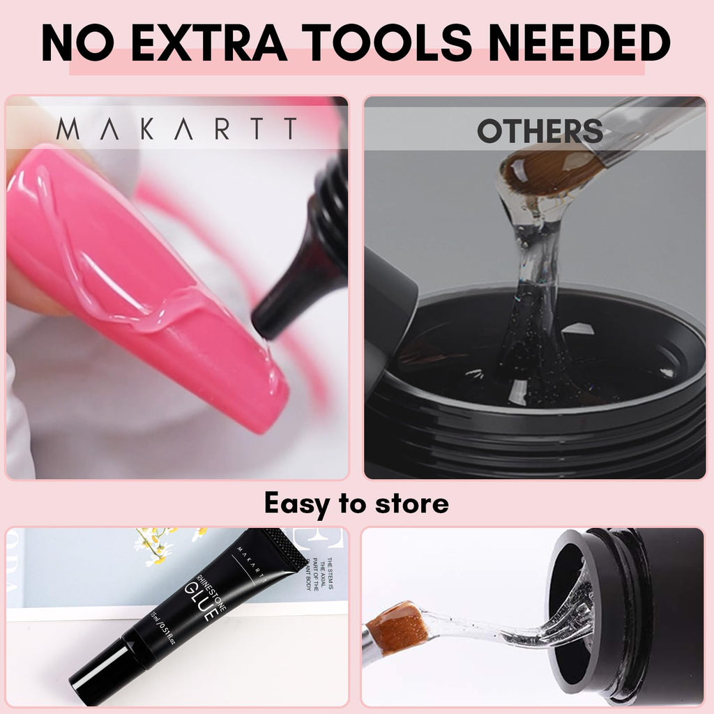Makartt Rhinestone Glue for Nails: Super Strong Gel Nail Glue for Nail Charms Gems Decorations, 3D Gel Nail Art Bling Jewel Diamonds for Salon & DIY Manicure, 30ML UV Lamp Cured Need Beauty Gifts