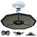 KERNOWO LED Garage Lights, 140W 18500 Lumens Garage Lighting, 6000K Daylight with Deformable Three Panel Ceiling Light Fixture E26/E27 Triple Glow LED Shop Light for Basement Workshop Warehouse