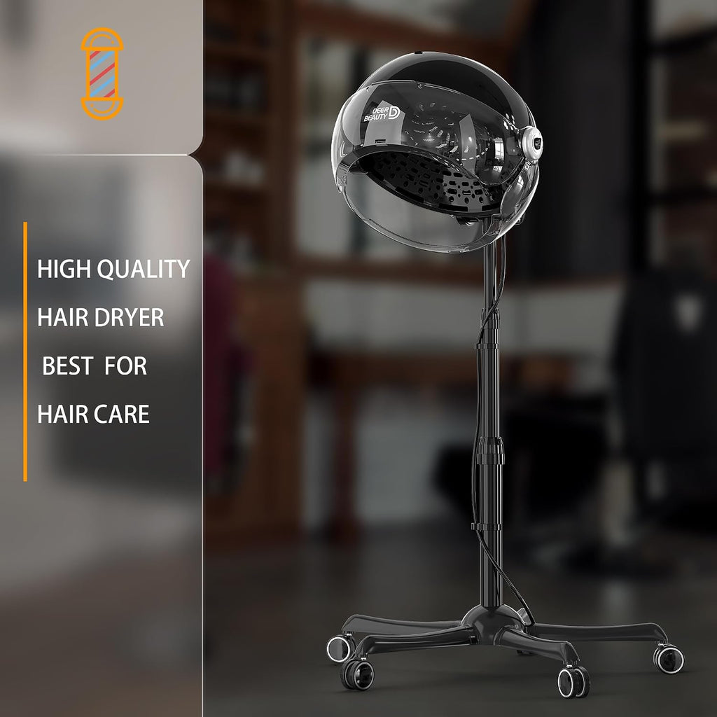 Professional Standing Hair Dryer - 1875W Floor Standing Hooded Dryer Hair Bonnet with Ionic Generator for Professional Salon Station Spa Home Use Hair Drying Treatment Adds Shine Volume (Gray)
