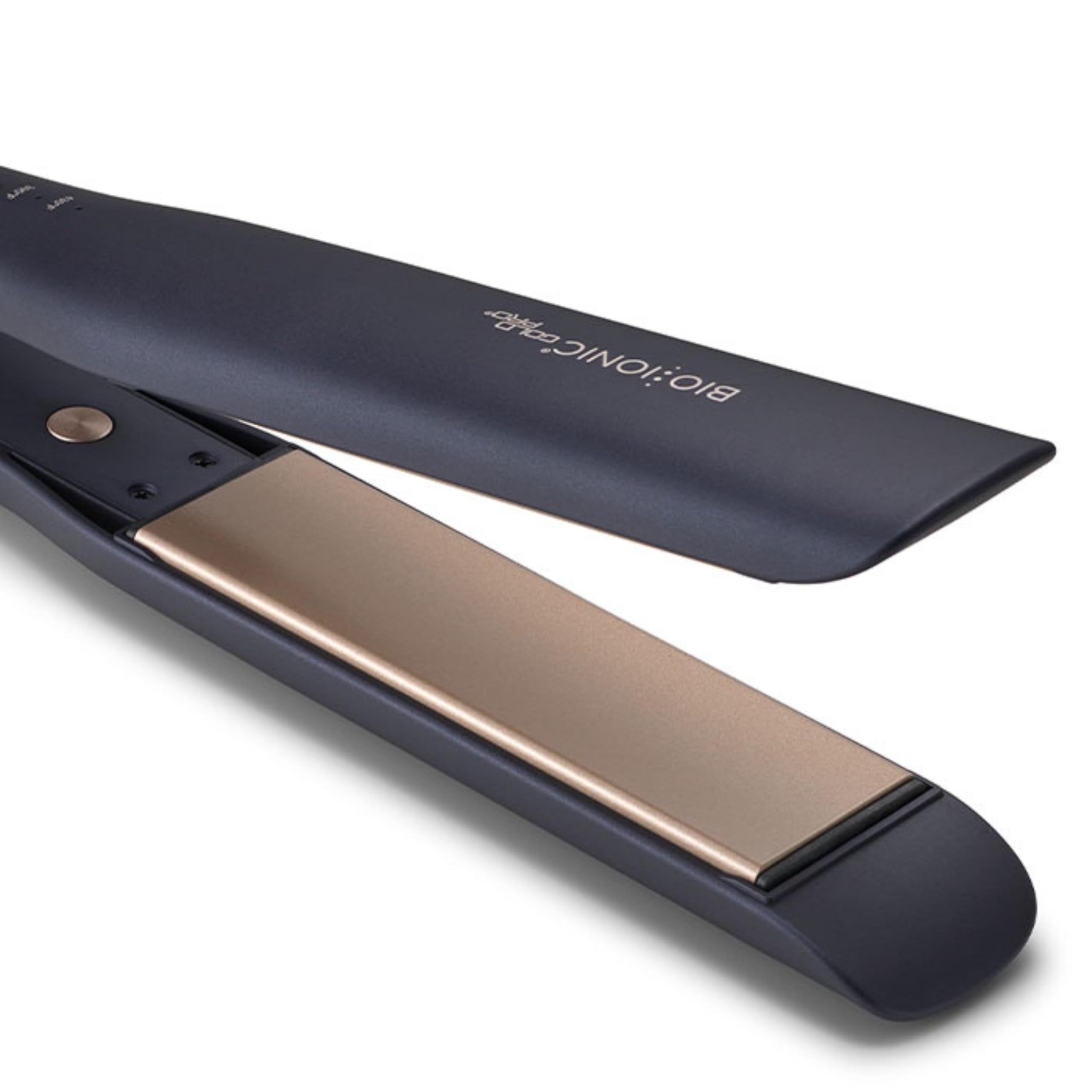 Bio Ionic GoldPro Hair Straightener, Blue, Moisturizing Heat Technology & 24K Gold MX, Hair Straightening Iron for Sleek Styles & Flat Iron Curls, 40% Longer Plates, Adjustable Heat