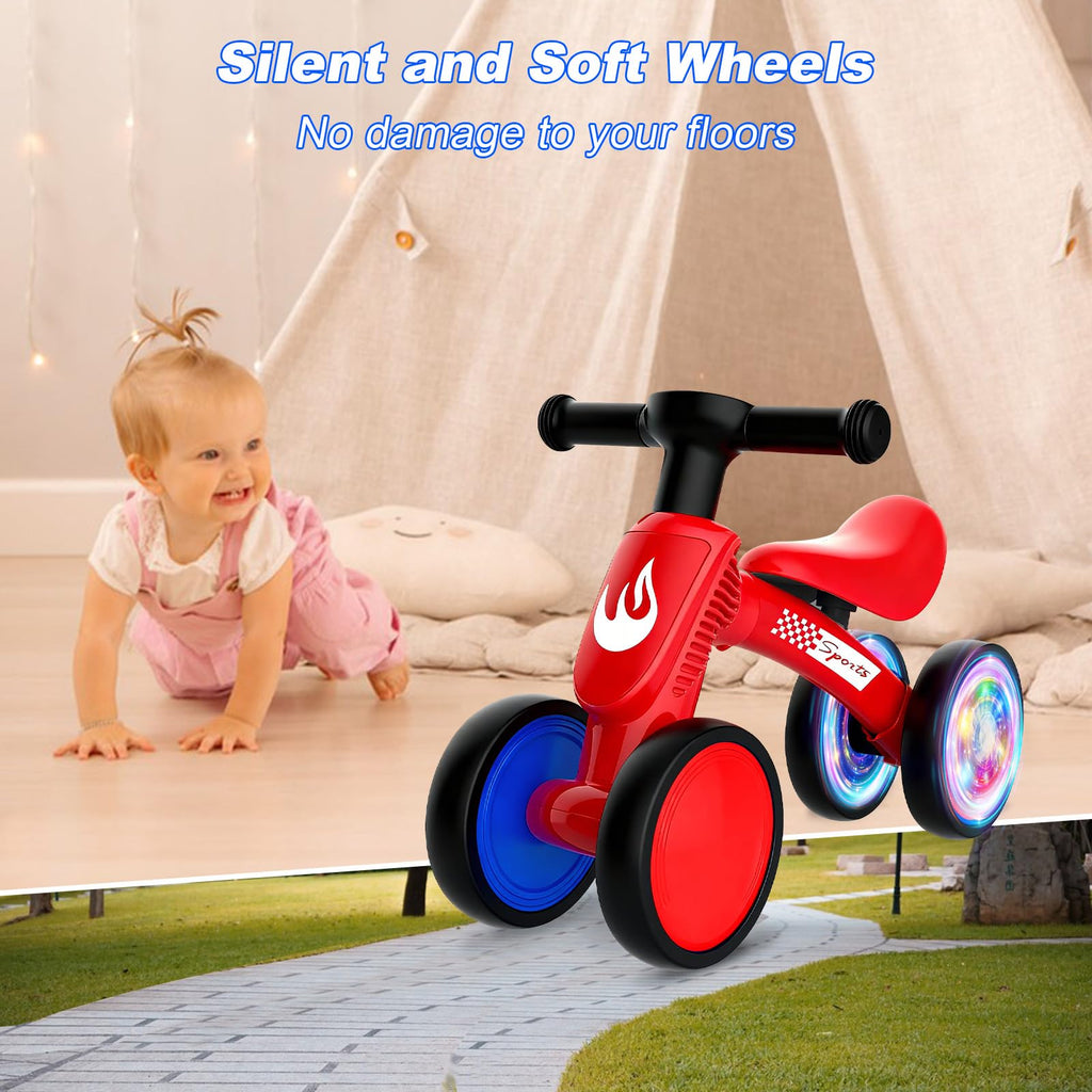Colorful Lighting Baby Balance Bike Toys for 1 Year Old Boy Gifts, 10-36 Month Toddler Balance Bike, No Pedal 4 Silence Wheels & Soft Seat First Bike, One Year Old Boy Birthday Gift.