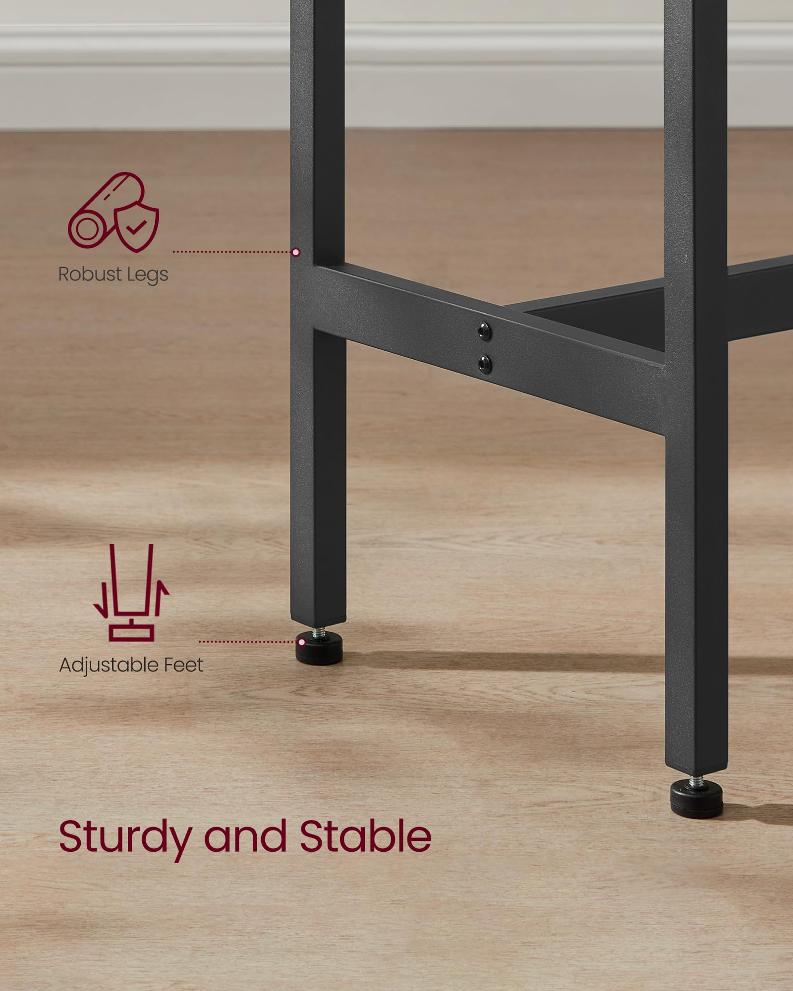 VASAGLE Bar Table, Kitchen Dining Table, High Top Pub Table, Bar Height Cocktail Table for Living Room Party, Sturdy Metal, 15.7 x 39.4 x 35.4 Inches for Narrow Spaces, Ebony Black and Ink Black