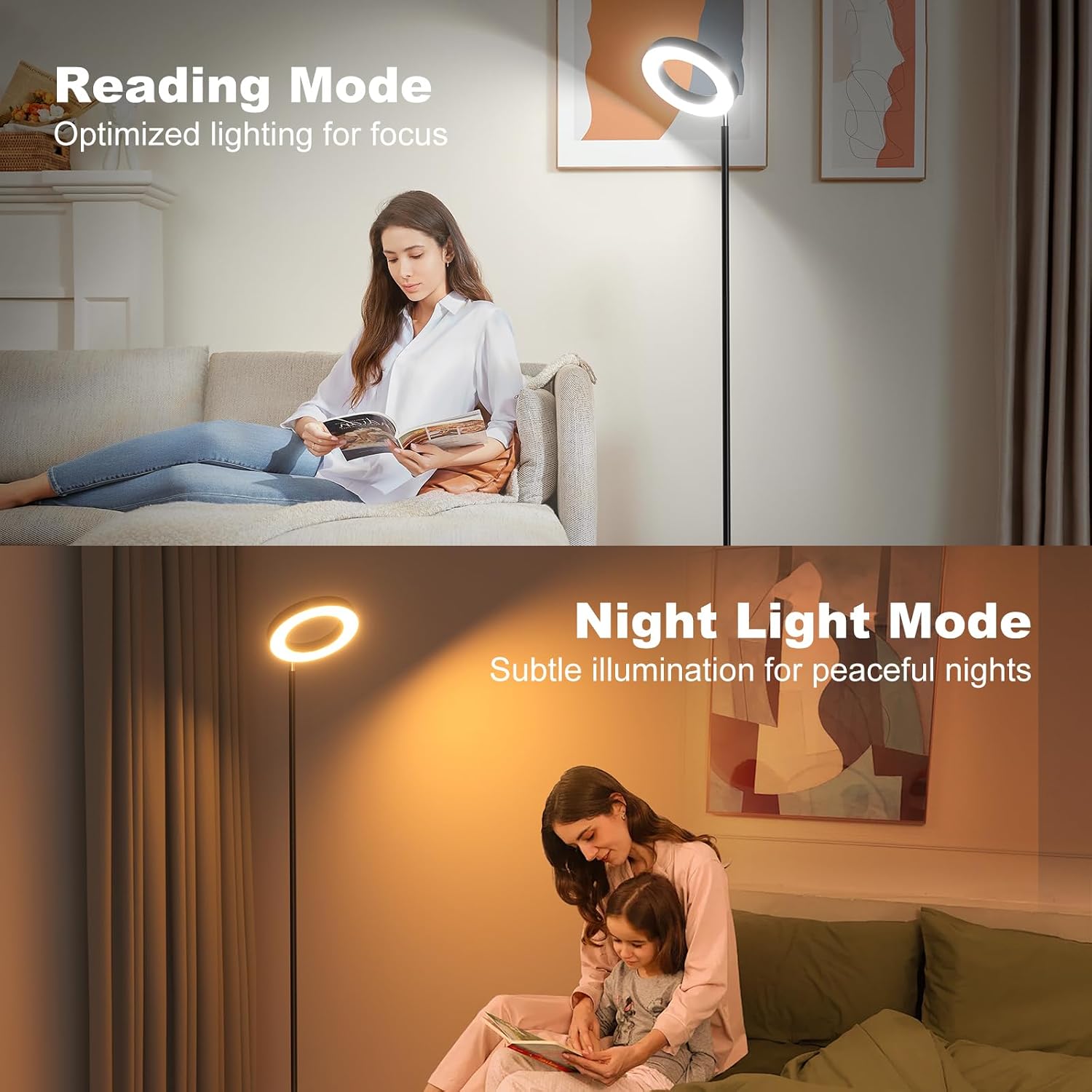 FULSUNT RGB Floor Lamp, 32W Bright LED Standing Lamp with Remote, Stepless Dimmable, Modern Color Changing Torchiere Tall Lamps for Living Room Bedroom Office Gaming Party