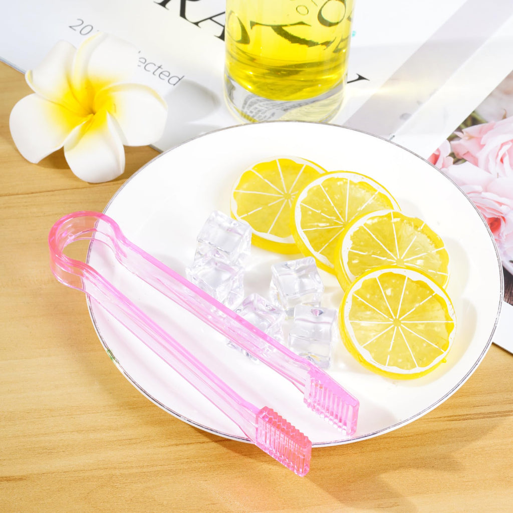 10 Pcs Plastic Buffet Serving Tongs, Clear Kitchen Tongs Mini Serving Utensil Tongs for Food Ice Salad Buffet Barbecue Cookies, 6.3 Inches
