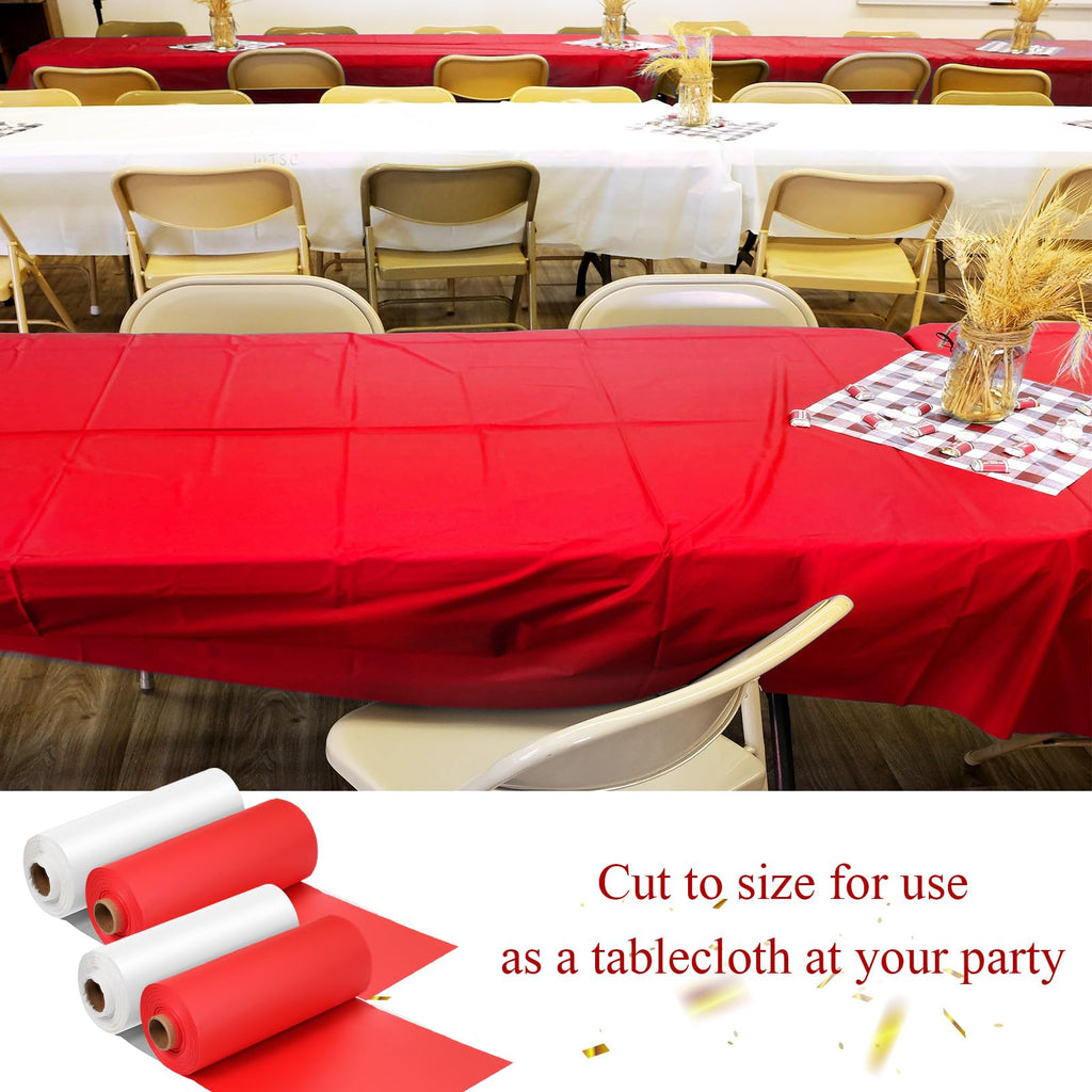 Moukeren 40'' x 100'' Circus Tablecloth Roll Carnival Tent Party Table Cover for Birthday Decorations Circus Theme Tablecloth for Backdrop Curtains Ceiling Wall Drapes Supplies(Beige, Red,4 Roll)