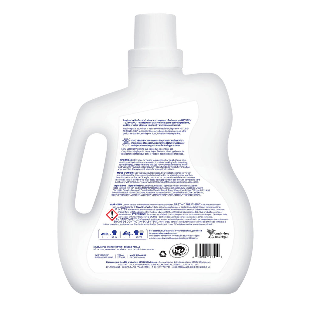 ATTITUDE Liquid Laundry Detergent, EWG Verified, HE Compatible, Plant-Based & Vegan, Natural Laundry Soap, Citrus Zest Scent, 40 Loads, 67.6 Fl Oz
