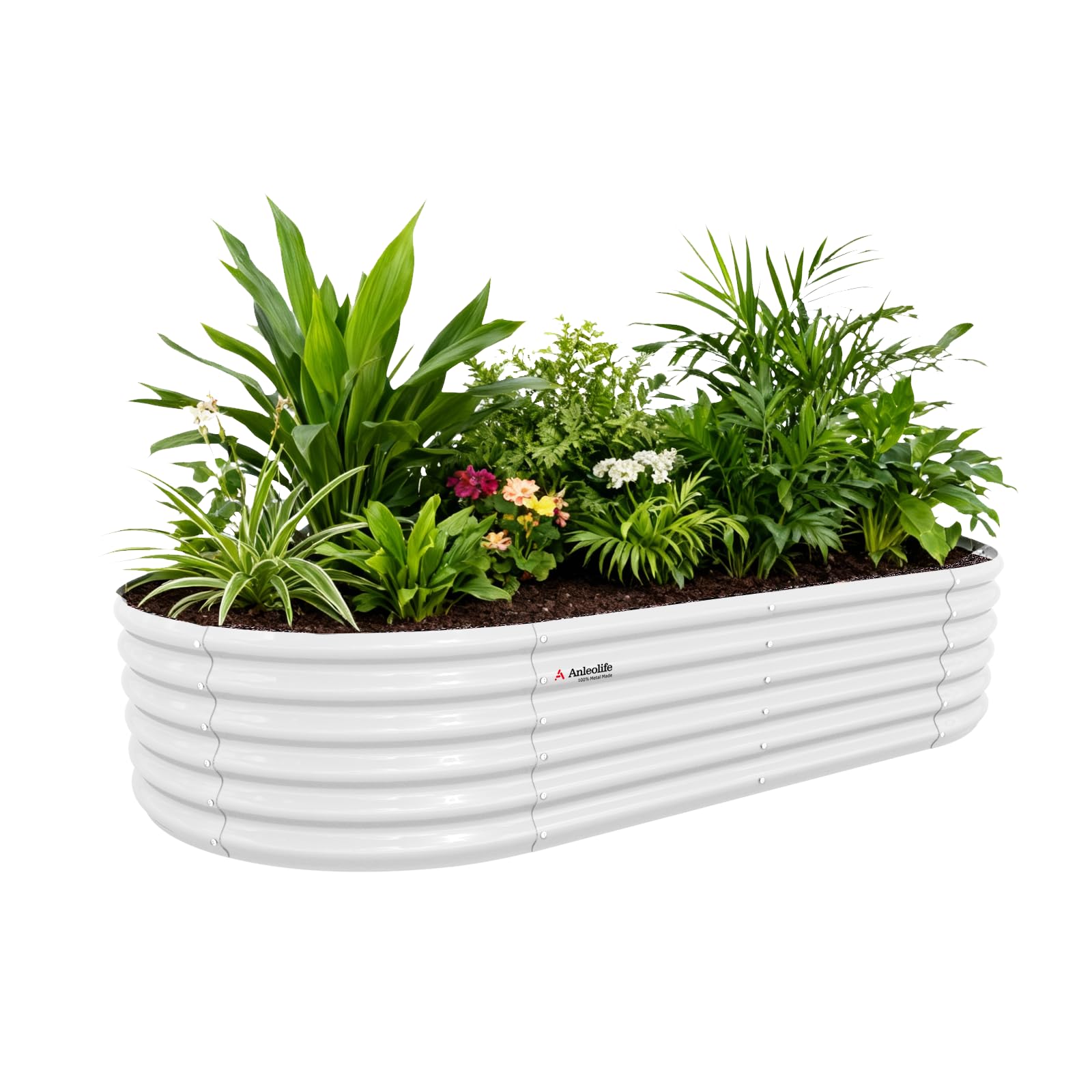 A ANLEOLIFE 2-Pack 3ft x 24” Tall Galvanized Raised Garden Beds Outdoor, Round Metal Planter Box for Planting Vegetables Flowers Herb, Anti-Rust & Easy-Setup, Quartz Grey