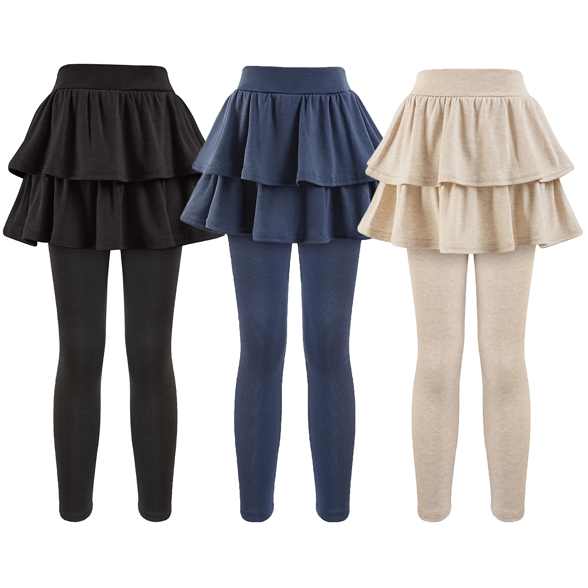 Girls School Uniform Pants Leggings with Skirts Stretch Warm Jegging 4-12 Years