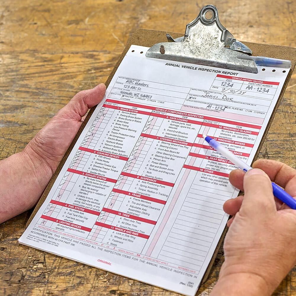 J. J. Keller 25-Pack, Annual Vehicle Inspection Report Form & Adhesive Vinyl Label 2-Ply, 3-Ply Carbonless Form, Prenumbered, DOT Compliant