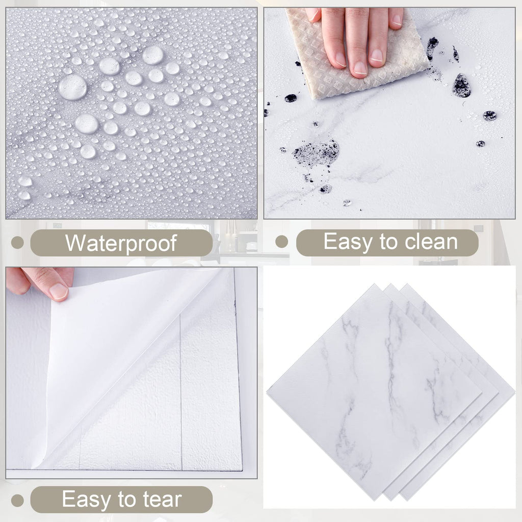 Spiareal 48 Pieces Peel and Stick Floor Tiles Vinyl Flooring 12 x 12 Inch Stick on Floor Tile Self Adhesive Waterproof DIY for Bathroom Kitchen Bedroom Living Room(Black Marble)