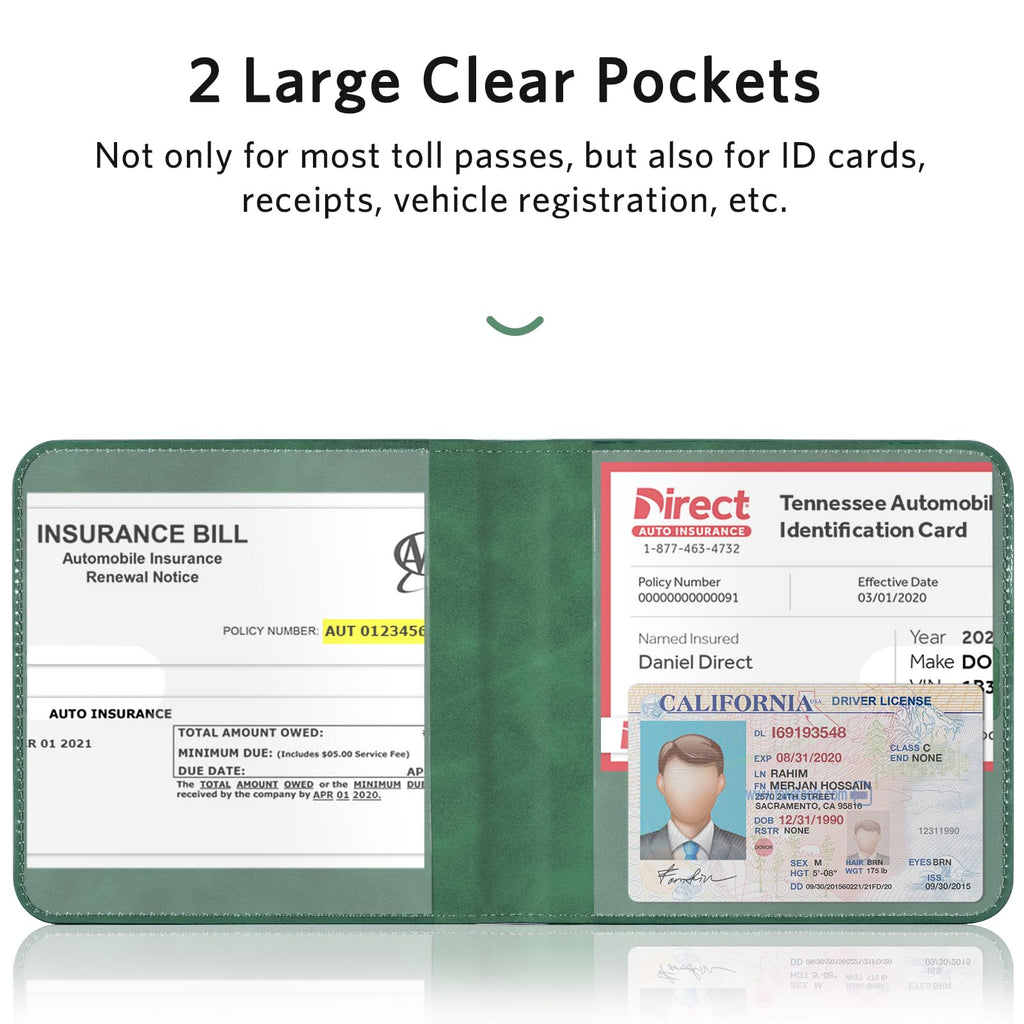 CoBak Car Registration and Insurance Holder - Men and Women Small Lightweight Vehicle Glove Box Car Organizer, Auto Truck Comparment Accessories Case for Essential Document, Driver License (Black)