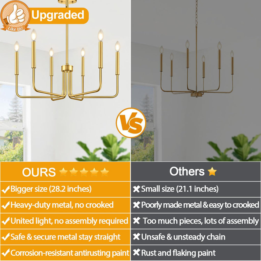 Rustic Black Chandelier, 6-Light Antique Farmhouse Chandelier for Dining Room Lighting Fixtures, Vintage Candle Pendant Light Fixtures Chandeliers for Dining Room Bedroom, Foyer and Living Room