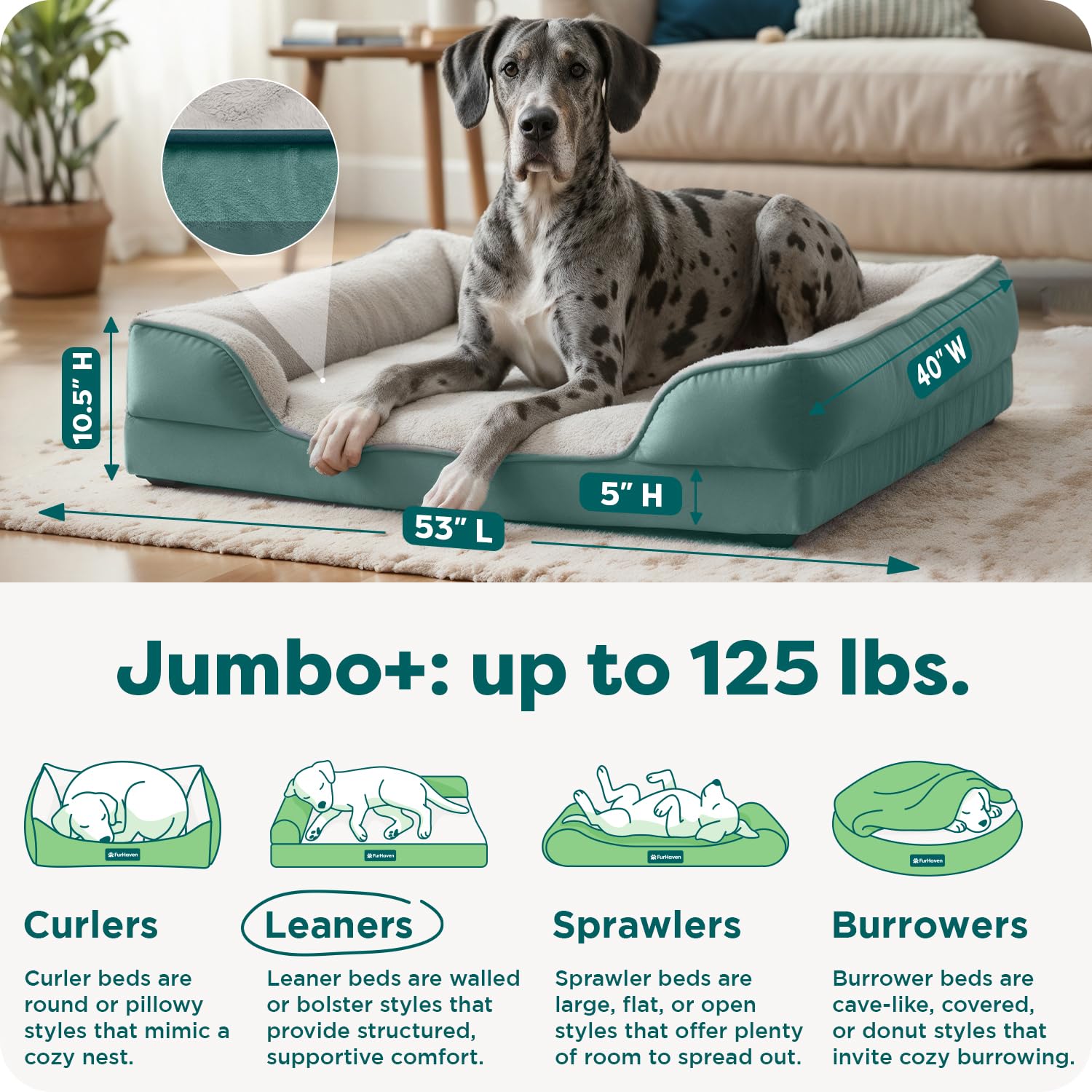 Furhaven Cooling Gel Dog Bed for Medium/Small Dogs w/ Removable Bolsters & Washable Cover, For Dogs Up to 35 lbs - Plush & Velvet Waves Perfect Comfort Sofa - Brownstone, Medium