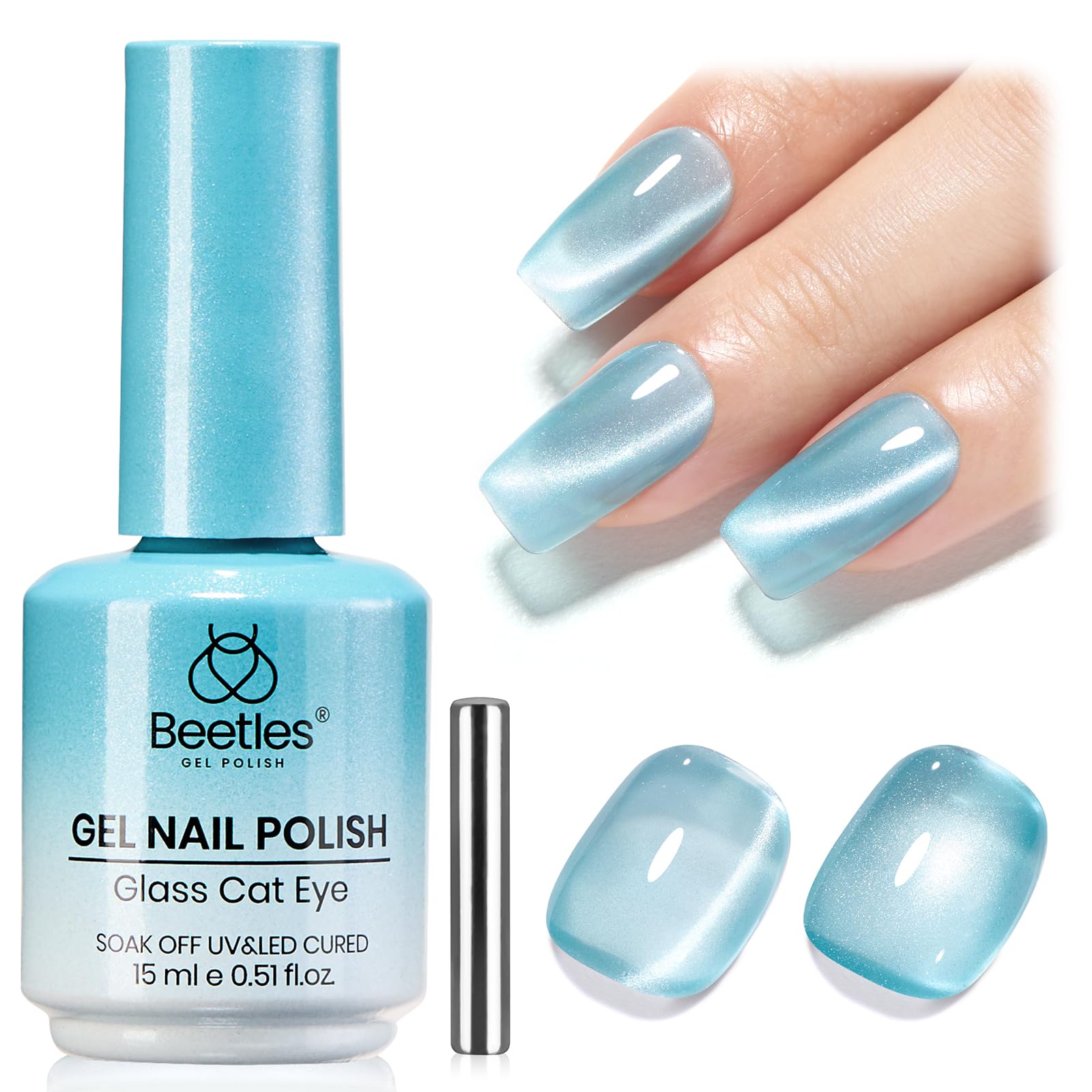 Beetles Star Cascade Silver Cat Eye Gel Nail Polish - 15ML Christmas Silver Glitter Cat Eye Gel Polish with Magnet Soak Off UV Velvet Nail Polish Salon DIY Manicure Winter Gift for Women