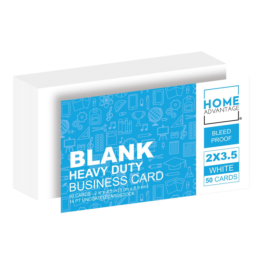 Home Advantage 2x3.5 Blank Index Cards - Our 50 Pack of Blank Note Cards Use Heavy Duty Cardstock to Make Them Bleed Proof - These Plain Index Cards Make Great Blank Business Cards & Blank Flashcards