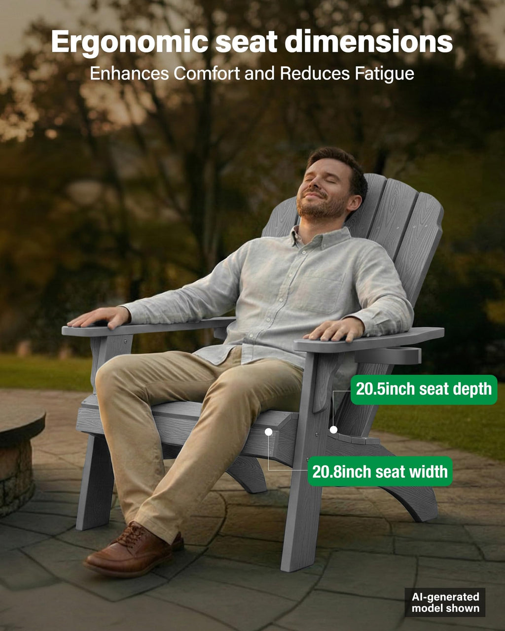 YEFU Oversized Plastic Adirondack Chair Set of 2 with Cup-Holder (Large Dual-Purpose), Weather Resistant, Poly Lumber Outdoor Chairs Duty Rating Widely Used in Patio, Lawn, Outside, Deck Chairs-Black