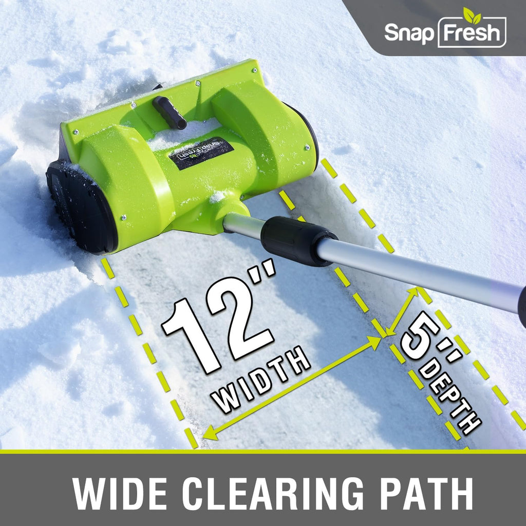 SnapFresh 20V Cordless Snow Shovel, 12” Electric Snow Thrower Kit w/Adjustable Handle & Directional Plate, Lightweight Battery-Powered Snow Blower for Driveway, 4.0Ah Battery & Fast Charger Included