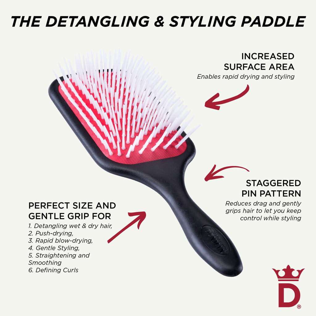 Denman Power Paddle Hair Brush for Quick and Convenient Detangling, Blow Drying and Styling - Combination of D3 Styling Pens & Paddle Brush - For Men and Women P038