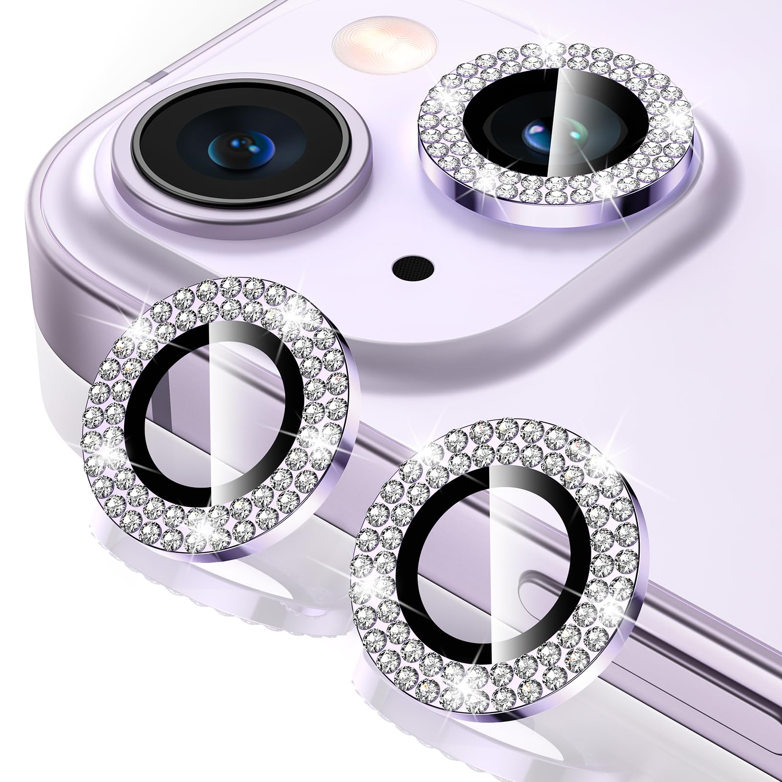 Tensea for iPhone 13 mini/iPhone 13 Camera Lens Protector, 9H Tempered Glass Camera Cover Screen Protector Metal Individual Ring for iPhone 13mini 5.4 inch /13 6.1 inch