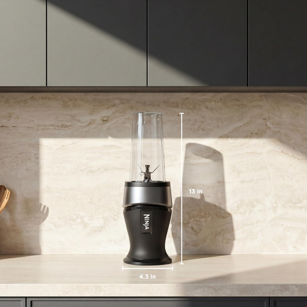 Ninja Nutri-Plus Personal Blender | Compact Push to Blend | Make Frozen Drinks, Smoothies, Sauces & More | With (3) 20 oz. To-Go Cups, (2) Spout-Lids & (1) Storage-Lid | 900 Peak Watt | Silver | BN301
