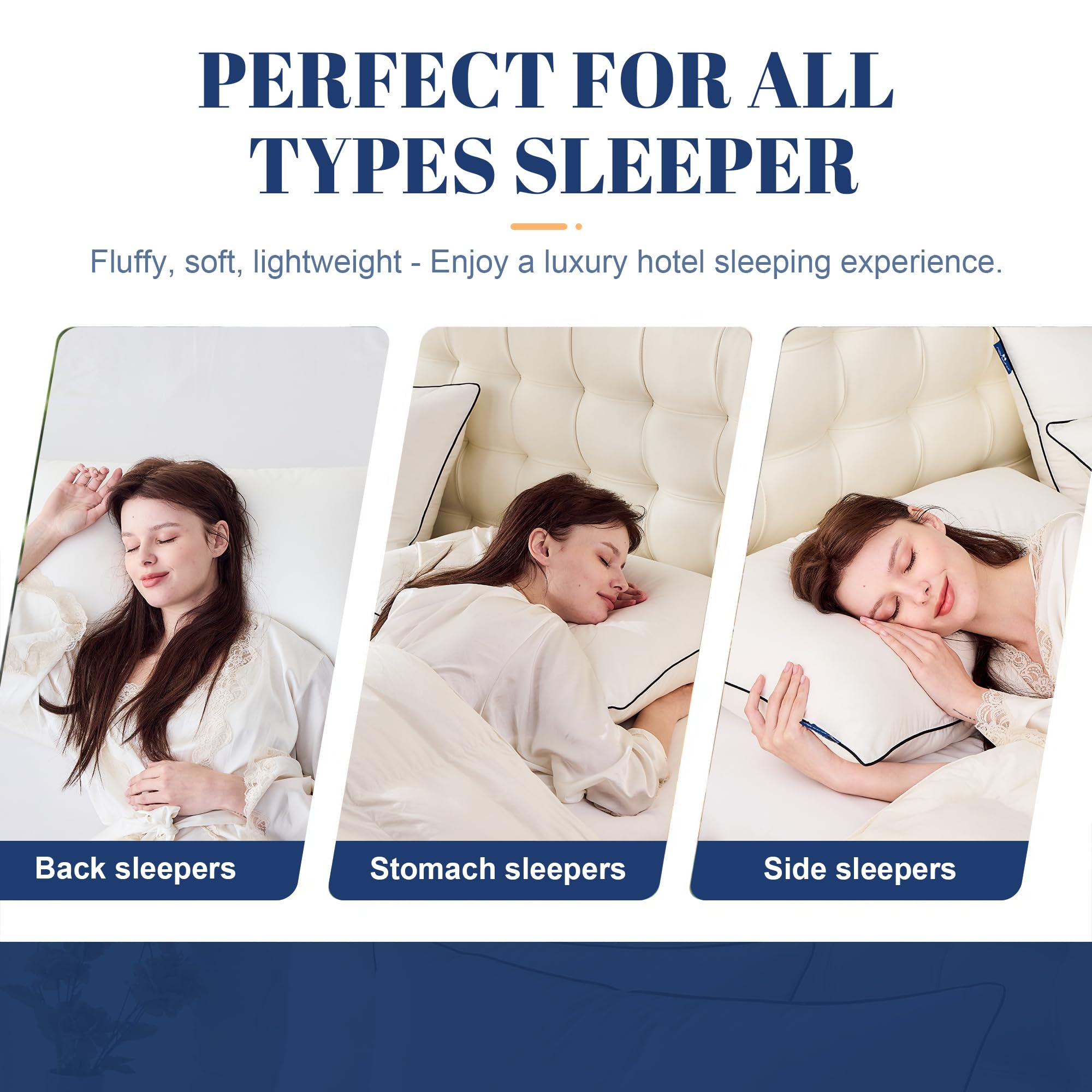 Feather Down Pillows Standard Size Set of 2, Luxury Hotel Collection Bed Pillow 2 Pack, Airyfil™ Powered Fillings & Feathers Pillow，Fluffy Plush for Side Sleepers,Firm, 20x26 in.
