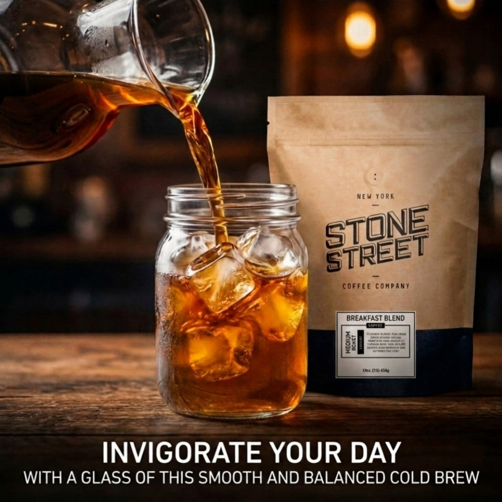 Stone Street Cold Brew Coffee, Low Acid, 100% Arabica, Gourmet Coffee - Breakfast Blend, Medium Roast, Coarse Ground, 2 LB