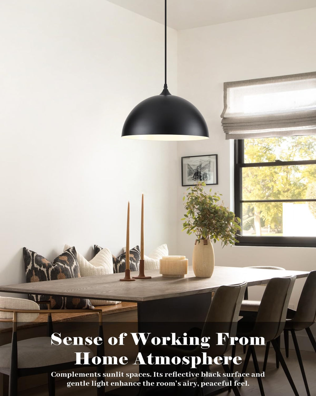 White Pendant Lights, 11.8 inch Pendant Lights Kitchen Island, Farmhouse Pendant Light Fixtures (White Inside), Industrial Pendant Lighting for Dining Room, Bedroom, Hallway (1 Pack)