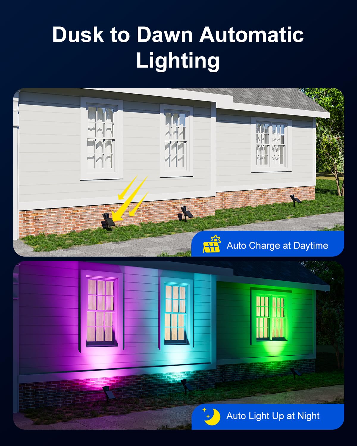 Solar Power Spot Lights Outdoor Waterproof for Christmas Decorations, Flag, Tree, Wreath, Santa Claus, Snowman, Bright LED Landscape Lamp Uplights for Outside Garden, Yard, Patio, Sidewalk,Warm White