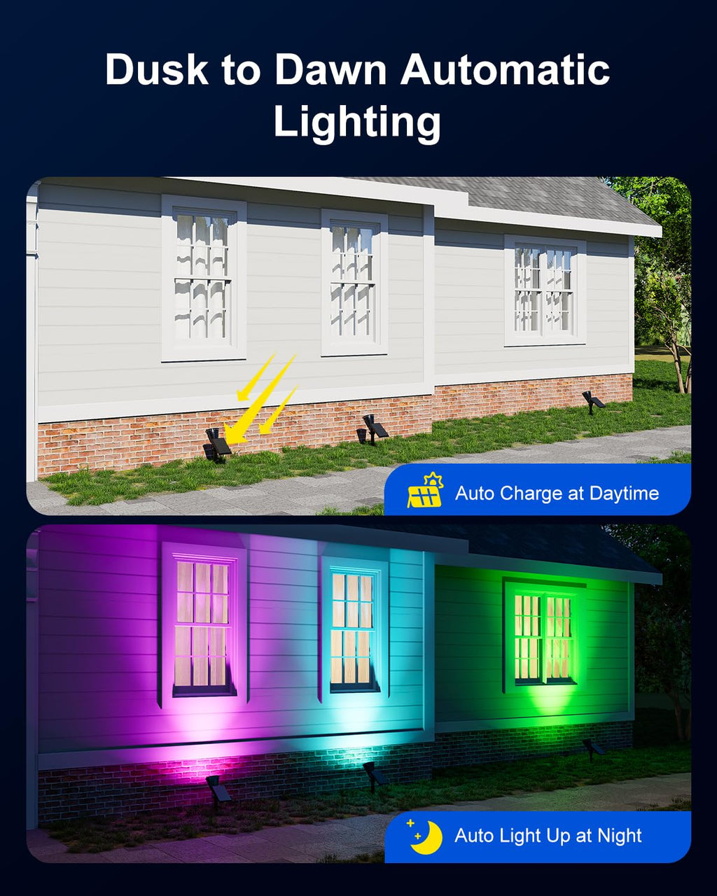 Solar Power Spot Lights Outdoor Waterproof for Christmas Decorations, Flag, Tree, Wreath, Santa Claus, Snowman, Bright LED Landscape Lamp Uplights for Outside Garden, Yard, Patio, Sidewalk,Warm White