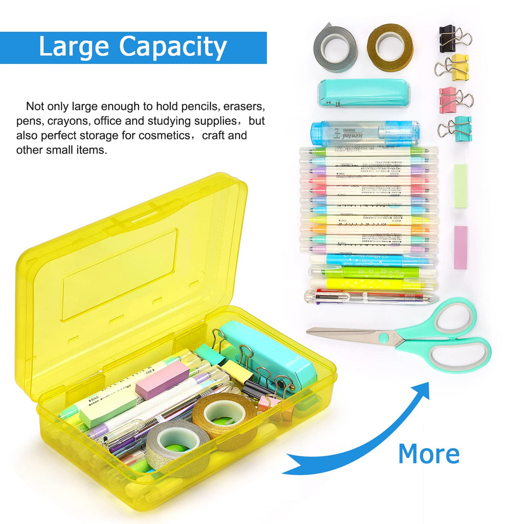 Tamaki 1 Pack Plastic Pencil Box Large Capacity Pencil Boxes Clear Boxes with Snap-tight Lid Stackable Design and Stylish Office Supplies Storage Organizer Box, Black