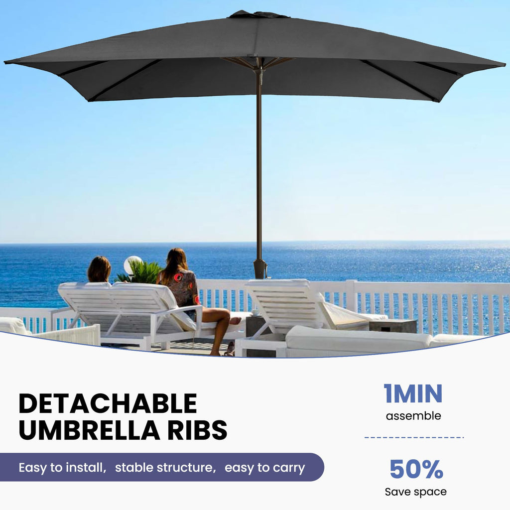 Ayge 6.5x10FT Rectangular Patio Umbrella Outdoor Table Umbrella w/Push Button Tilt & Crank Rectangle Market Umbrella UV Protection for Garden,Deck,Lawn,Yard & Pool,Beige
