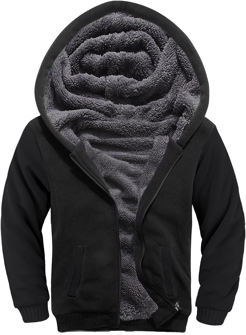 GEEK LIGHTING Boys Sherpa Lined Hoodie Kids Fleece Sweatshirt Full Zip Hooded Jacket