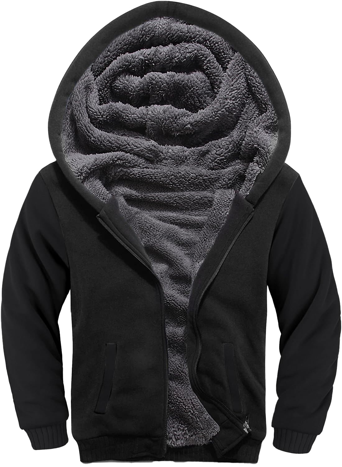 GEEK LIGHTING Boys Sherpa Lined Hoodie Kids Fleece Sweatshirt Full Zip Hooded Jacket