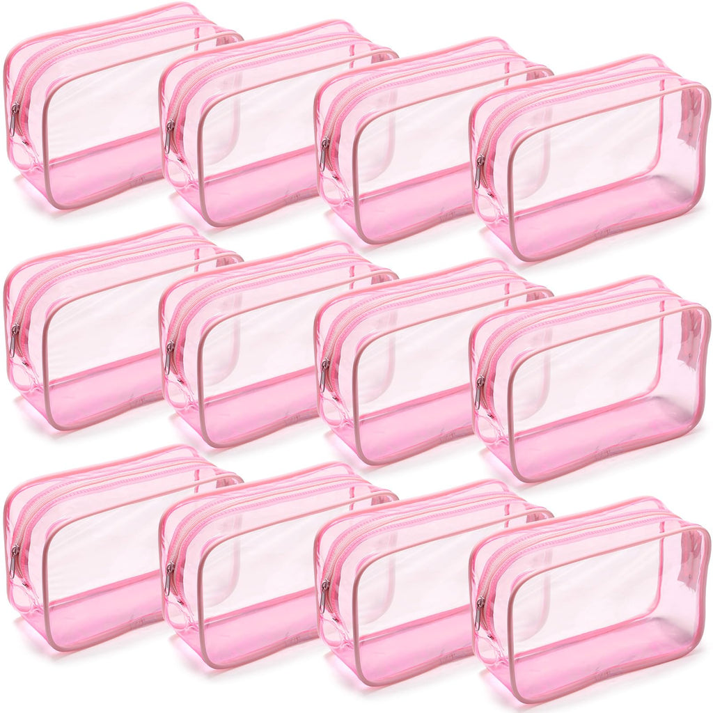 Weewooday 12 Pieces Clear Makeup Bags Cosmetic Storage Bags PVC Zipper Pouches Travel Waterproof Makeup Plastic Case for Women Organizing Toiletries Traveling Bathroom(Medium,Black)