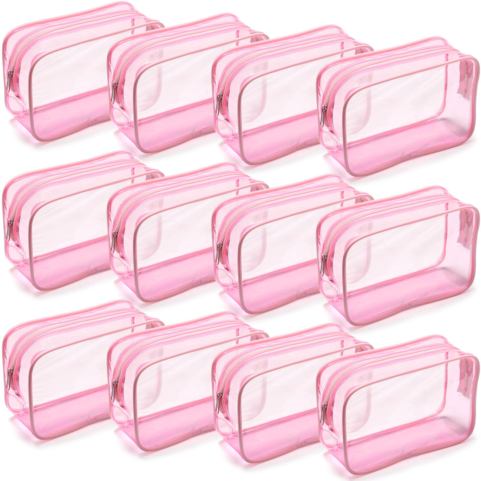 Weewooday 12 Pieces Clear Makeup Bags Cosmetic Storage Bags PVC Zipper Pouches Travel Waterproof Makeup Plastic Case for Women Organizing Toiletries Traveling Bathroom(Medium,Black)