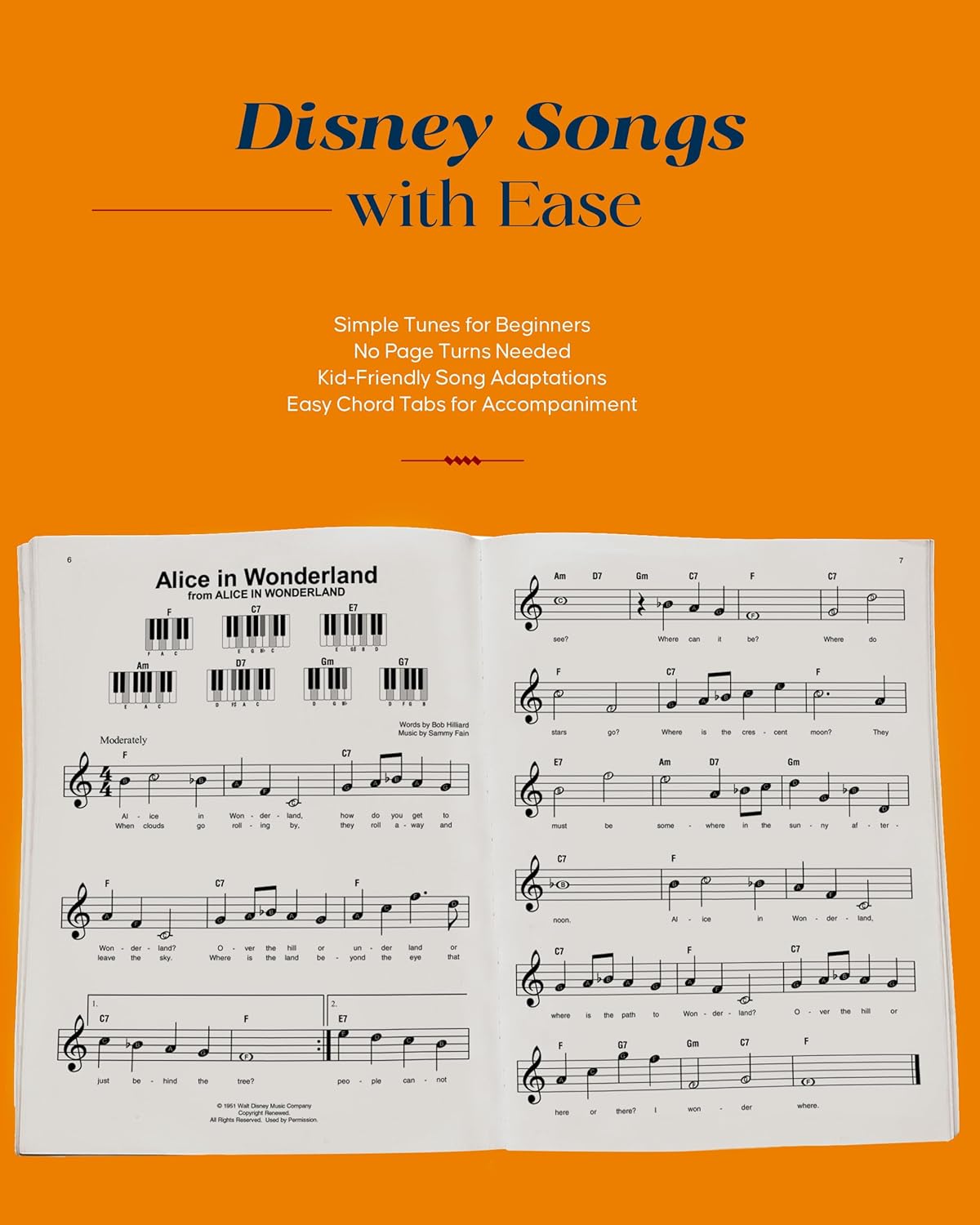 Disney Super Easy Songbook | Easy Piano Sheet Music for Beginners | 60 Classic Disney Songs with Lyrics and Chord Diagrams | Piano Music Book for Kids Students and Teachers | Fun Learning Gift