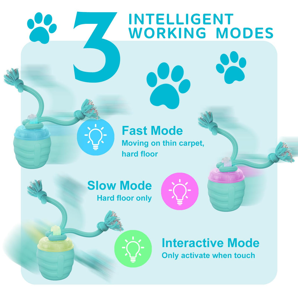 Interactive Dog Toy, [Newly Upgraded] Motion Activated Rolling Squeaky Ball for Medium/Large Dogs, Automatic Moving Dogs Ball for Boredom, USB Rechargeable(Cyan)