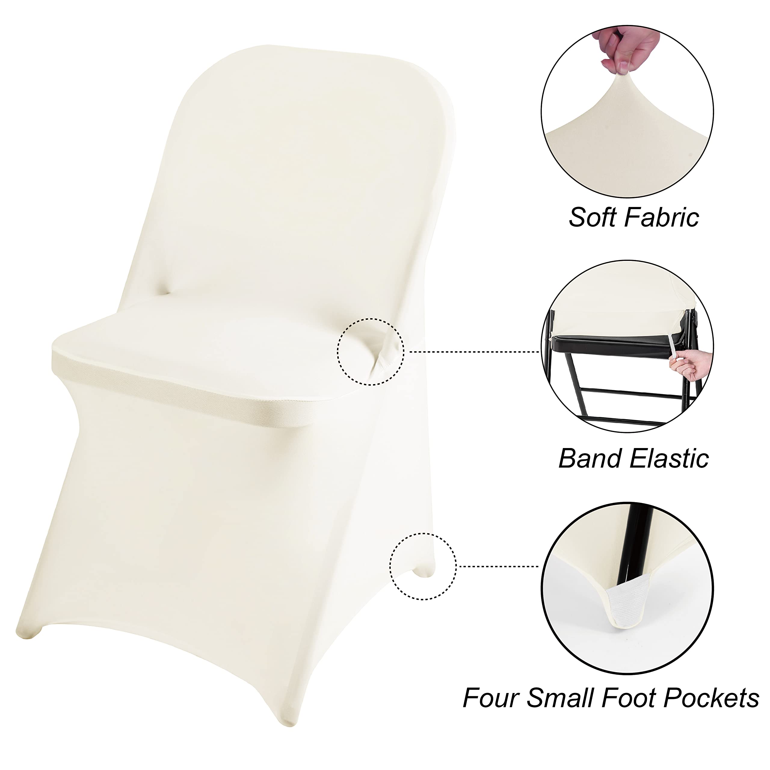 magalo 12 Pack Black Spandex Folding Waterproof Chair Cover, Stretch Chair Cover Protector for Wedding, Party, Dining Banquet and Other Special Events