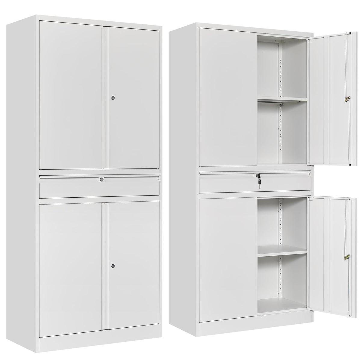 SISESOL Wide & Deep Metal Storage Cabinet with Wheels,Tall Rolling Garage Storage Cabinet with Lock,Black Metal Cabinets with Pegboards and Shelves,Tool Locker for Garage,Home,Office,43''Wx 20''Dx71"H