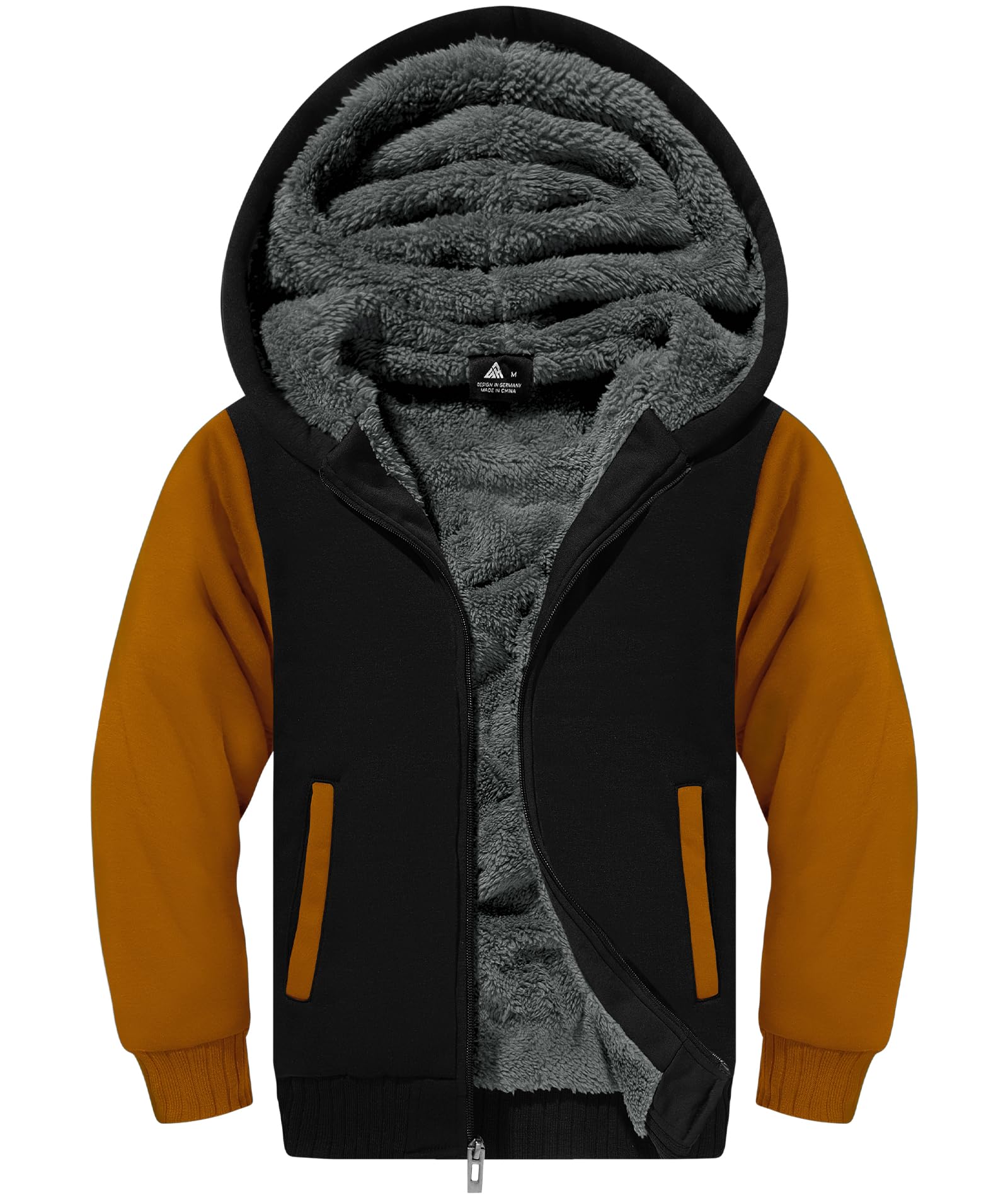 GEEK LIGHTING Boys Sherpa Lined Hoodie Kids Fleece Sweatshirt Full Zip Hooded Jacket