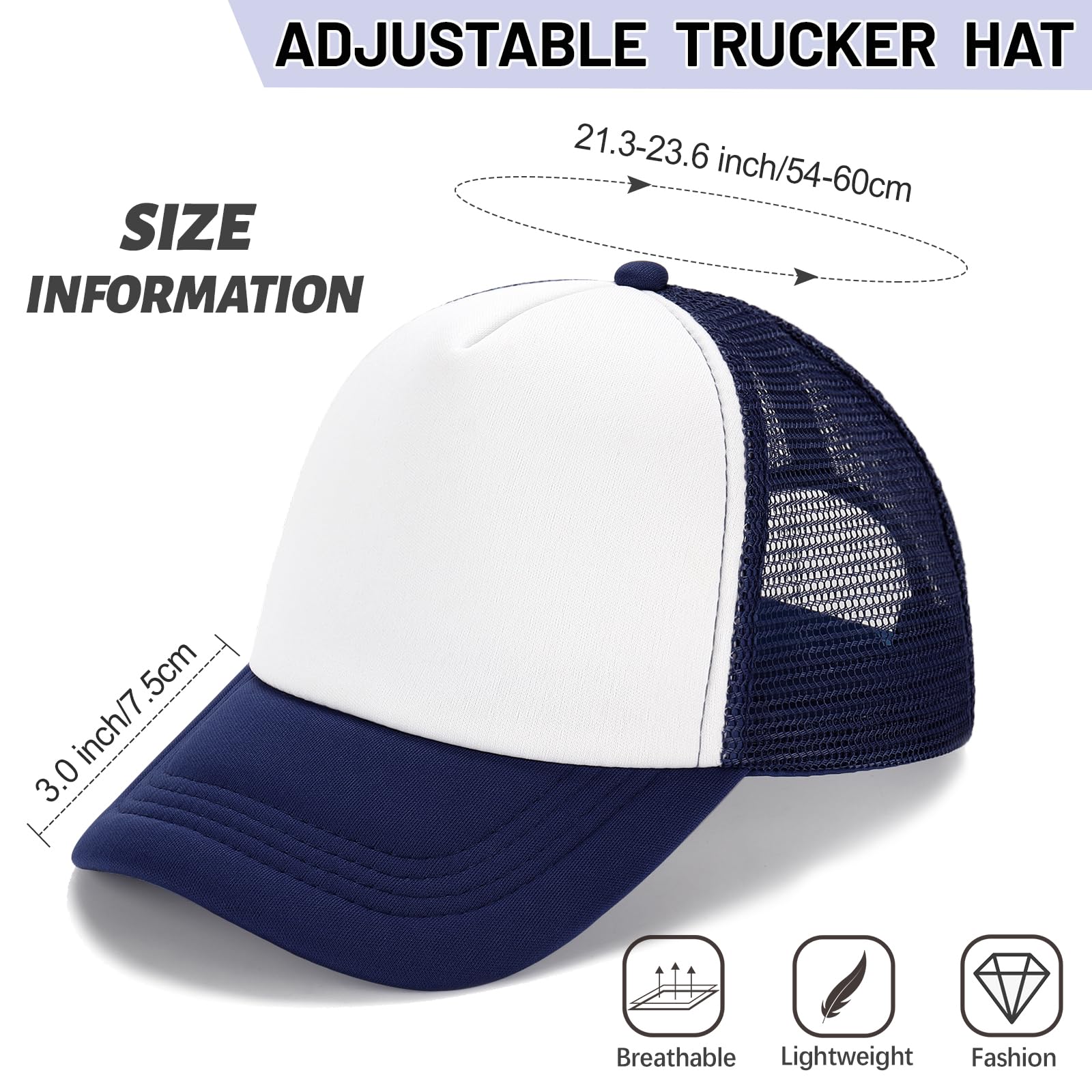 Ultrafun 10 Pack Trucker Hat Mesh Sublimation Blank Hats Adjustable Baseball Caps Hats for Men Women