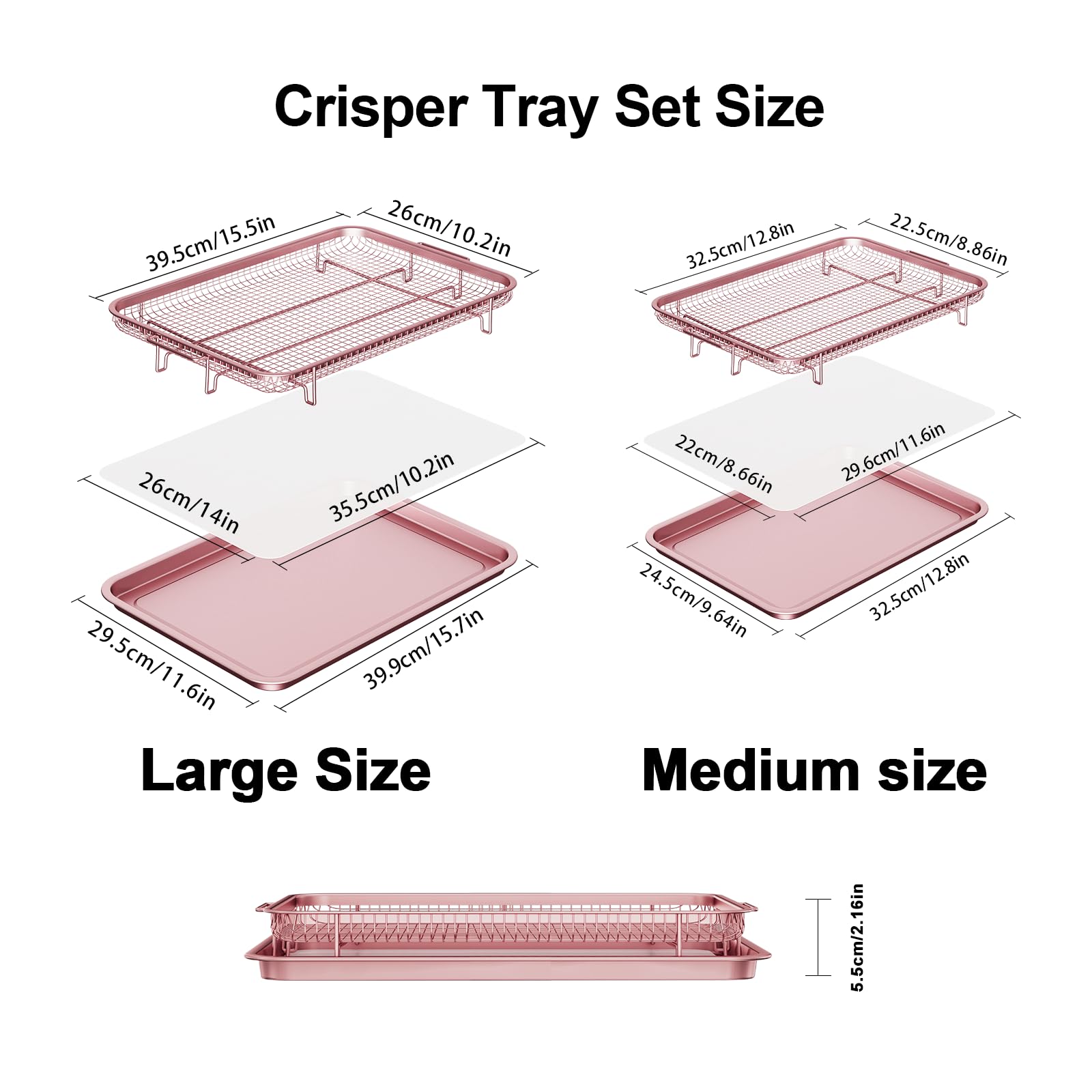 Air Fryer Basket for Oven, Large14.88"×10.98"Air Fryer Pans for Convection Oven with 30 Sheet Parchment Papers, THORSES Non-Stick Stainless Steel Air Fryer Basket and Tray for Multi Cooking - Black