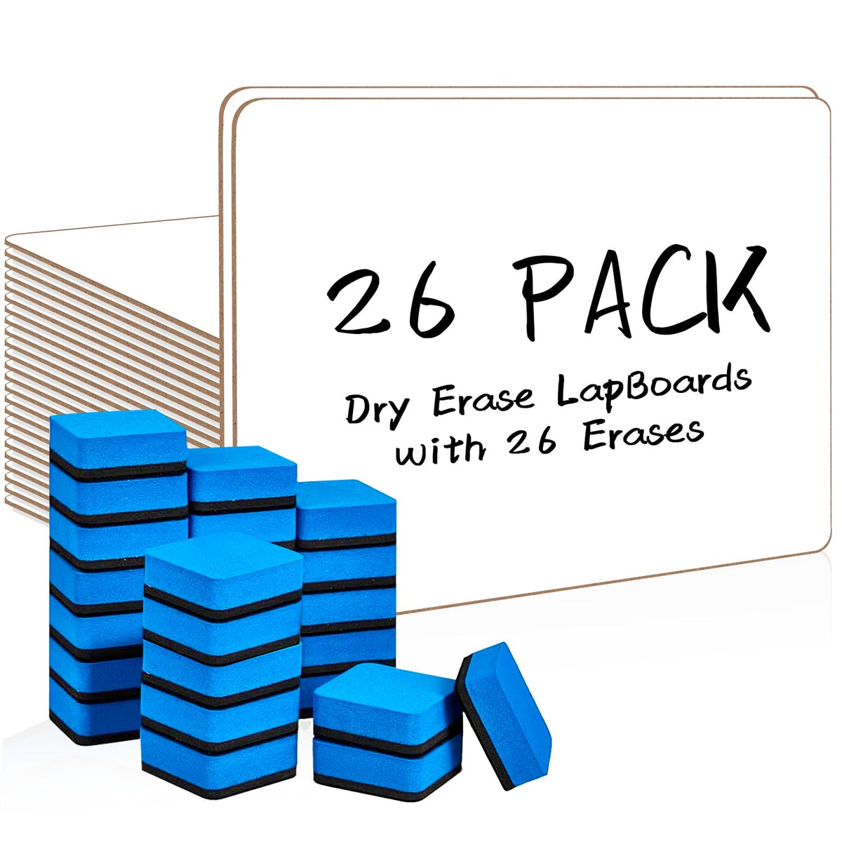 Dry Erase LapBoards, PANDRI 6 Pack Double Sided 12.5 x 9 Inch Whiteboards with 6 Erasers, Dry Erase Boards for Office Students Classroom Teacher Supplies