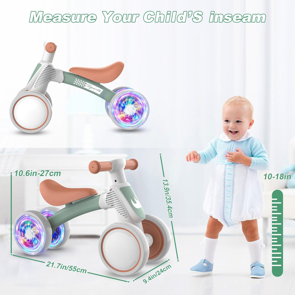 Colorful Lighting Baby Balance Bike Toys for 1 Year Old Boy Gifts, 10-36 Month Toddler Balance Bike, No Pedal 4 Silence Wheels & Soft Seat First Bike, One Year Old Boy Birthday Gift.