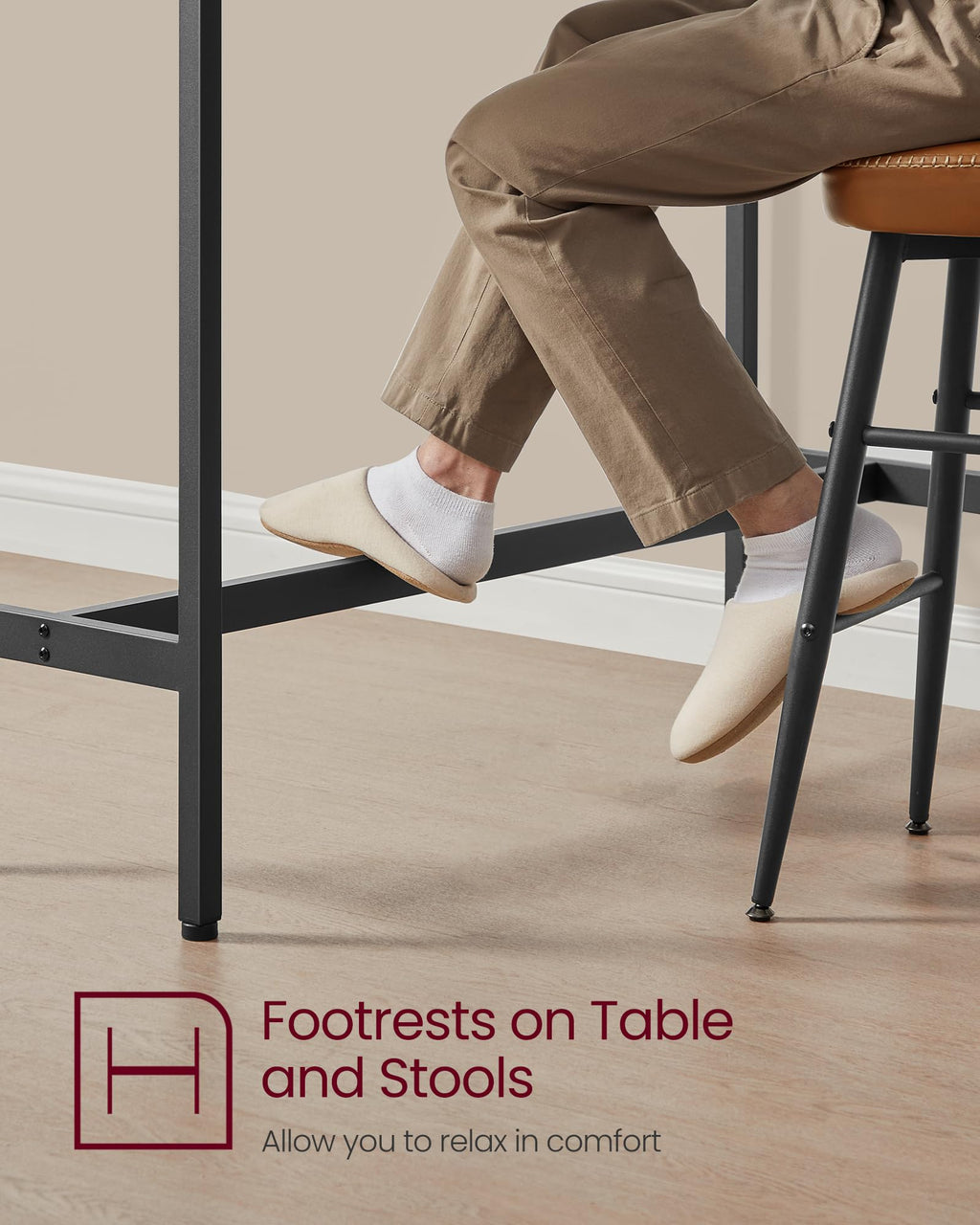 VASAGLE Bar Table, Kitchen Dining Table, High Top Pub Table, Bar Height Cocktail Table for Living Room Party, Sturdy Metal, 15.7 x 39.4 x 35.4 Inches for Narrow Spaces, Ebony Black and Ink Black
