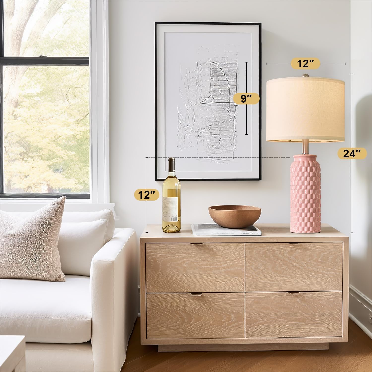 USumkky 20.5" Gold Modern Ceramic Bedside Lamp Set of 2 for Bedroom Decor Farmhouse Table Lamp for Living Room Office Dorm