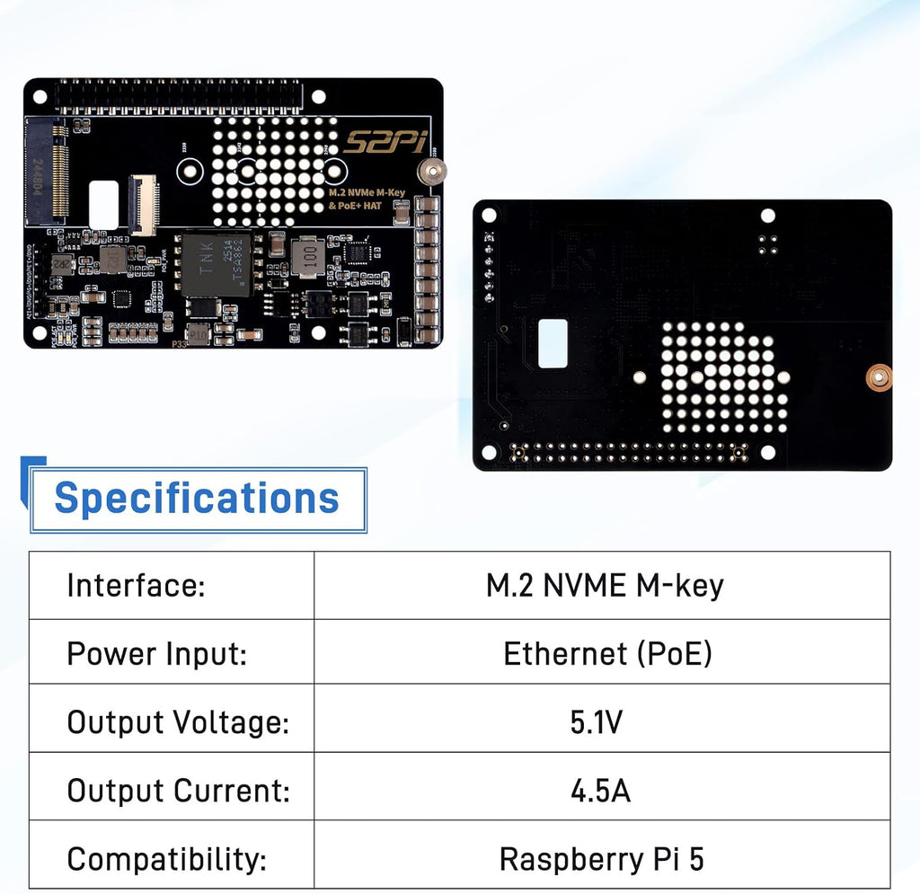 GeeekPi P33 M.2 NVME M-Key PoE+ Hat with Official Pi 5 Active Cooler for Raspberry Pi 5, Support M.2 NVMe SSDs 2230/2242/2260/2280