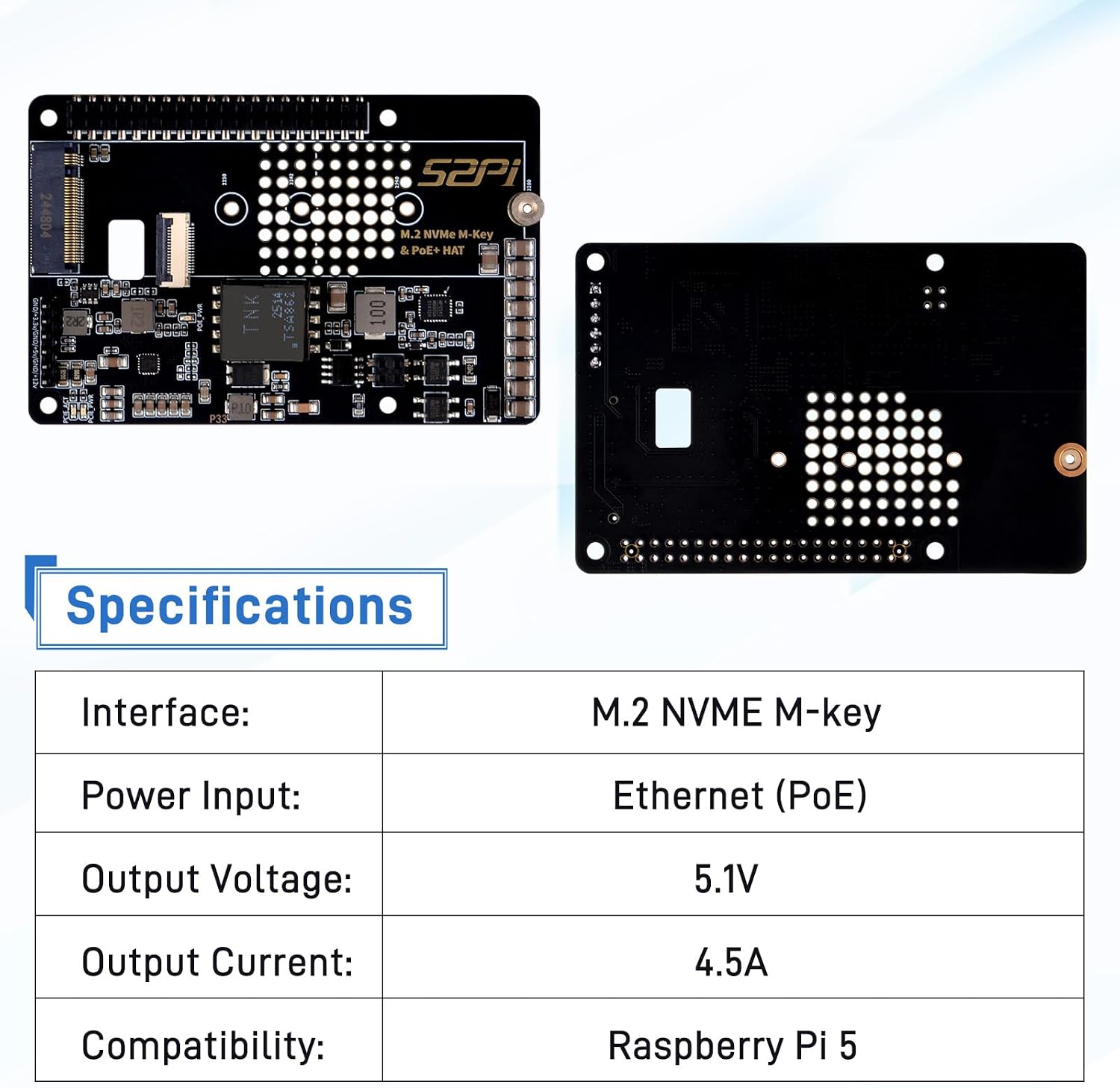 GeeekPi P33 M.2 NVME M-Key PoE+ Hat with Official Pi 5 Active Cooler for Raspberry Pi 5, Support M.2 NVMe SSDs 2230/2242/2260/2280