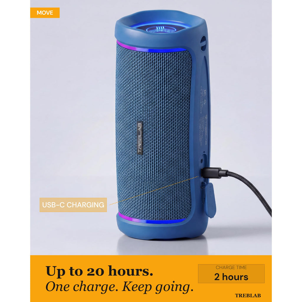 TREBLAB HD77 – Waterproof Bluetooth Speaker, 30W Loud 360° Sound, Deep Bass, IPX7, TWS Pairing, RGB Lights, 20H Battery, Portable Wireless Speaker for Outdoor, Beach, Camping, Party, Travel